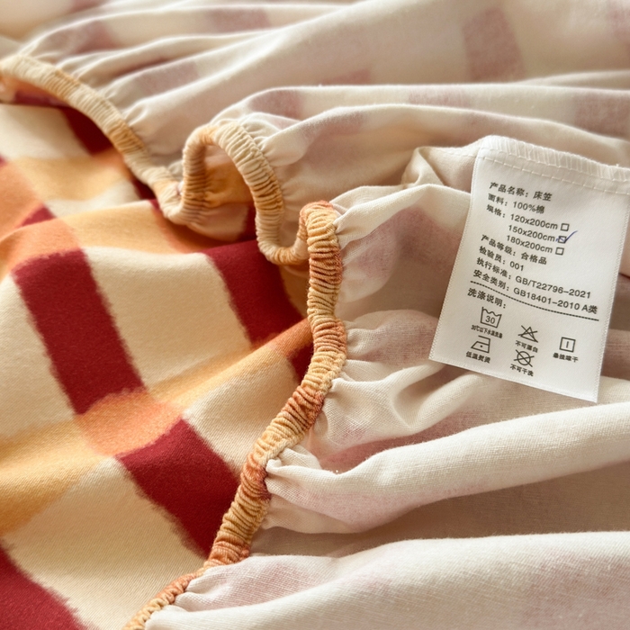 91家纺网 家纺一手货源 找家纺 如意朵 2025新款时尚印花全棉加厚磨毛床笠 艾格-红