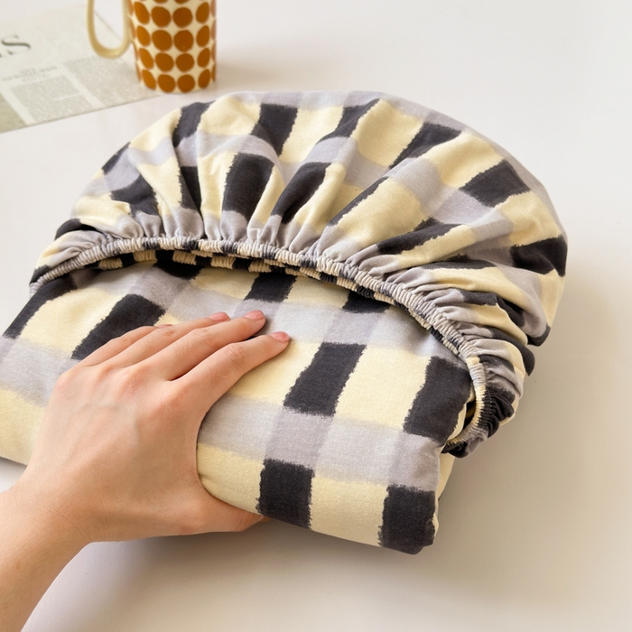 如意朵 2025新款时尚印花全棉加厚磨毛床笠 艾格-蓝灰