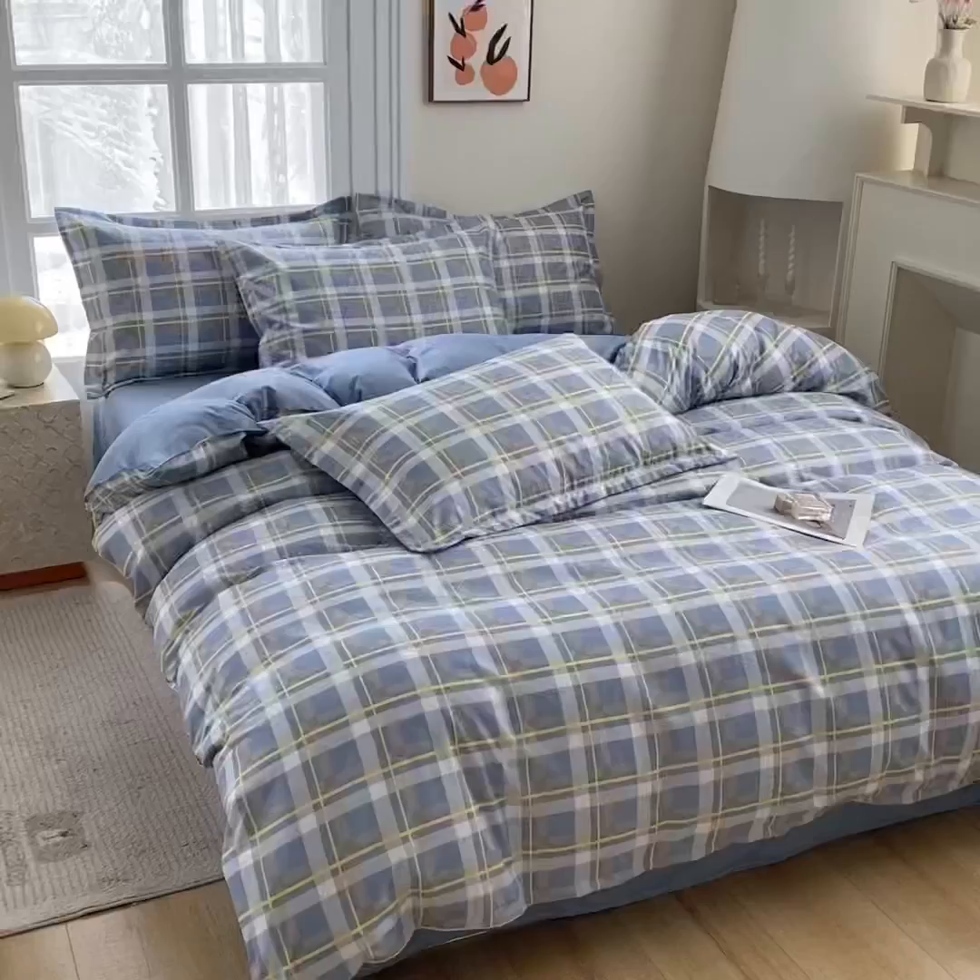 91家纺网 家纺一手货源 找家纺 南通菲度家纺 2025新款高克重芦荟棉四件套第二批 贝拉蓝