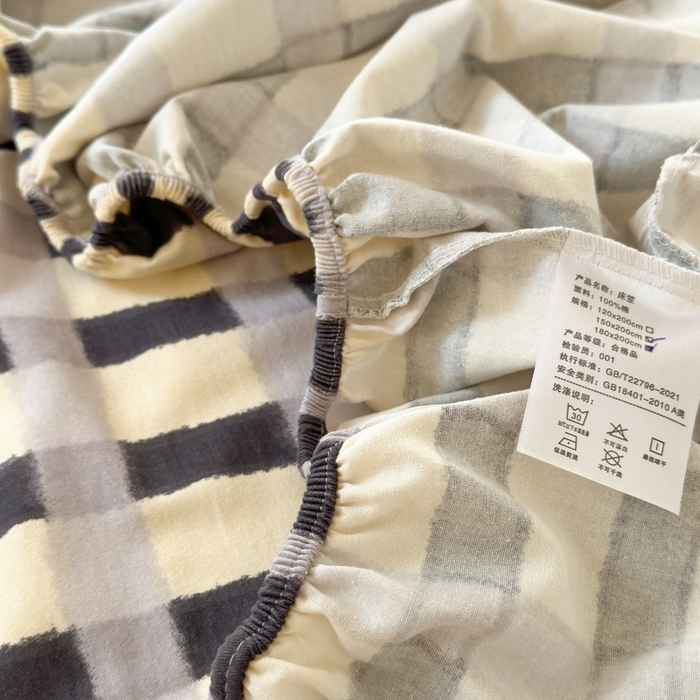 91家纺网 家纺一手货源 找家纺 如意朵 2025新款时尚印花全棉加厚磨毛床笠 艾格-蓝灰