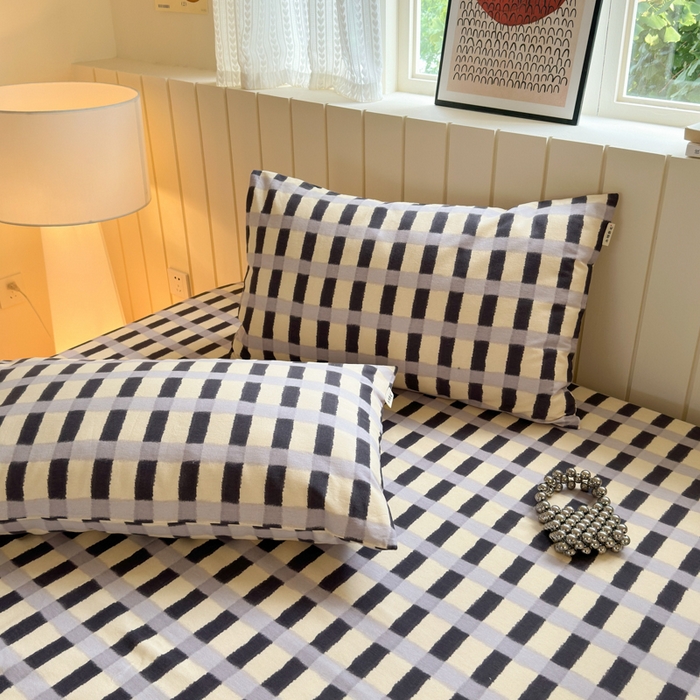 91家纺网 家纺一手货源 找家纺 如意朵 2025新款时尚印花全棉加厚磨毛床笠 艾格-蓝灰