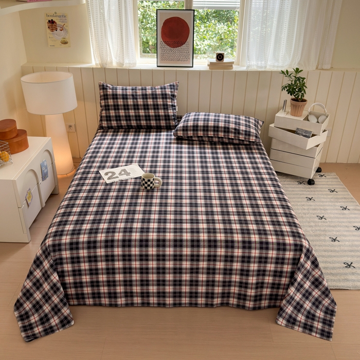 91家纺网 家纺一手货源 找家纺 如意朵 2025新款时尚印花全棉加厚磨毛床单 布朗妮