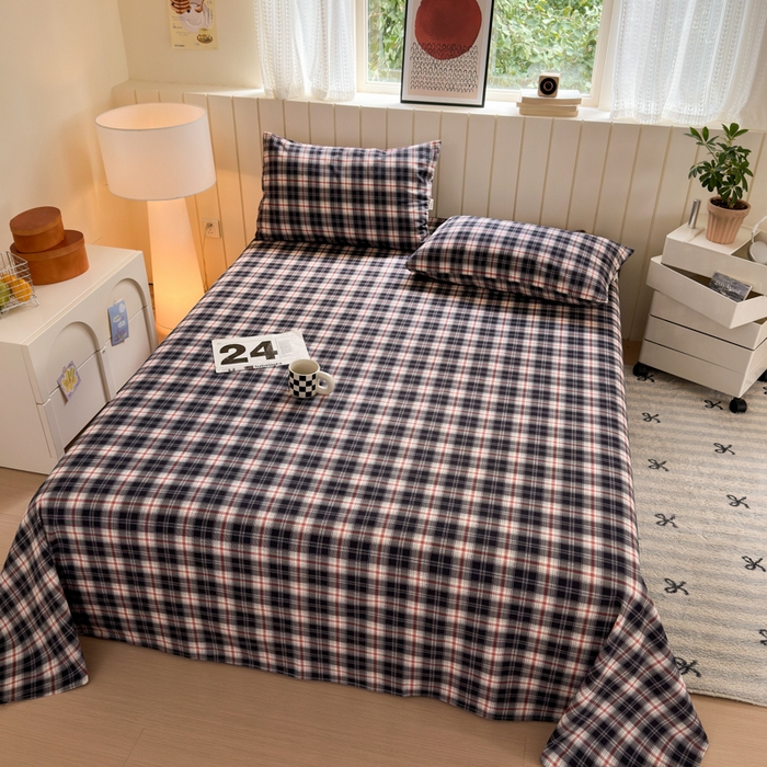 91家纺网 家纺一手货源 找家纺 如意朵 2025新款时尚印花全棉加厚磨毛床单 布朗妮