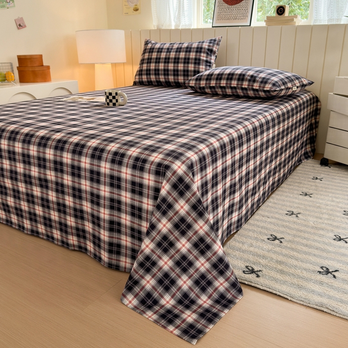 91家纺网 家纺一手货源 找家纺 如意朵 2025新款时尚印花全棉加厚磨毛床单 布朗妮