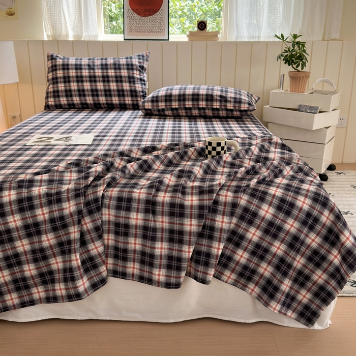 91家纺网 家纺一手货源 找家纺 如意朵 2025新款时尚印花全棉加厚磨毛床单 布朗妮