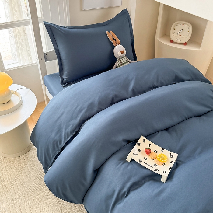 91家纺网 家纺一手货源 找家纺 南通菲度家纺 2025新款高克重芦荟棉四件套-宿舍第三批 宾利蓝