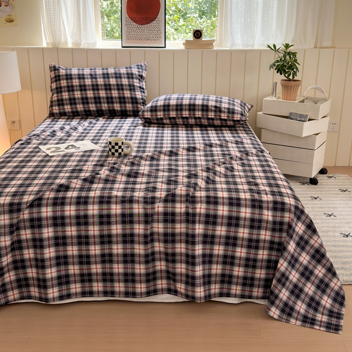 91家纺网 家纺一手货源 找家纺 如意朵 2025新款时尚印花全棉加厚磨毛床单 布朗妮