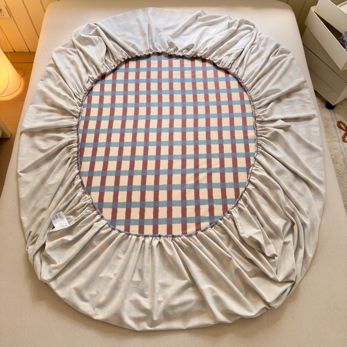 91家纺网 家纺一手货源 找家纺 如意朵 2025新款时尚印花全棉加厚磨毛床笠 艾格-蓝咖