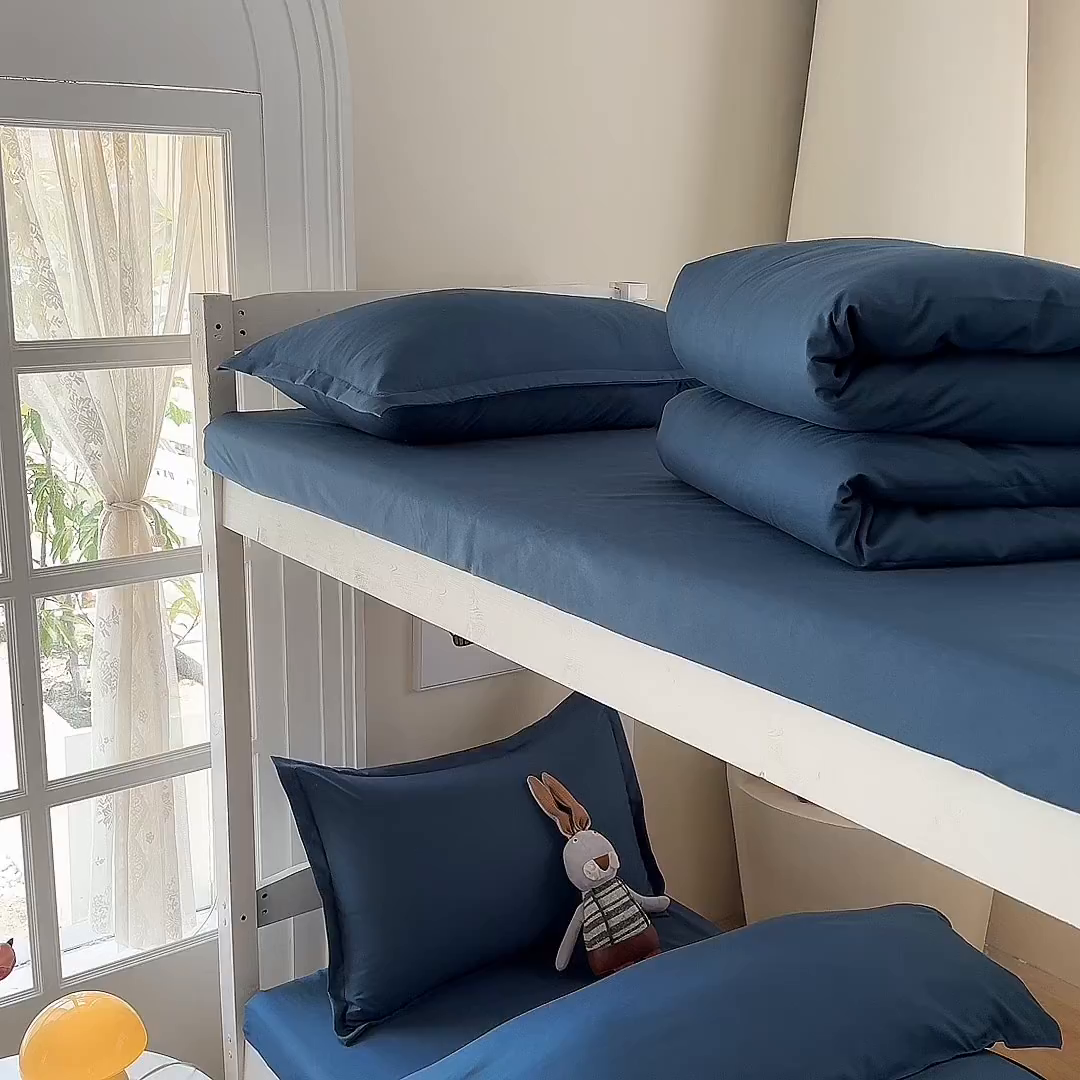 91家纺网 家纺一手货源 找家纺 南通菲度家纺 2025新款高克重芦荟棉四件套-宿舍第三批 宾利蓝