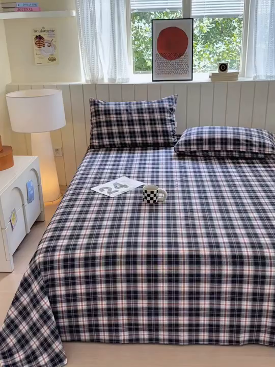 91家纺网 家纺一手货源 找家纺 如意朵 2025新款时尚印花全棉加厚磨毛床单 布朗妮