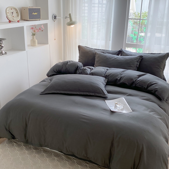 91家纺网 家纺一手货源 找家纺 南通菲度家纺 2025新款高克重芦荟棉四件套第二批 高级灰
