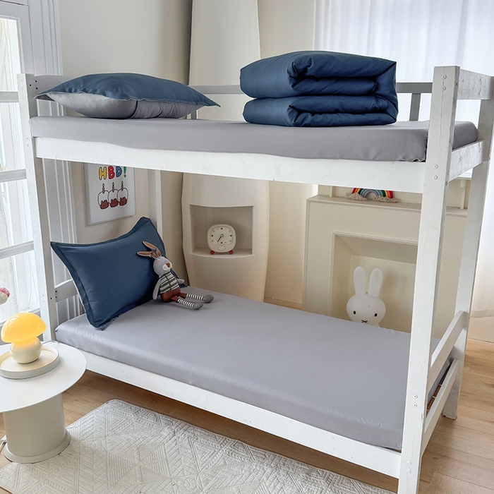 91家纺网 家纺一手货源 找家纺 南通菲度家纺 2025新款高克重芦荟棉四件套-宿舍第三批 宾利蓝-银灰