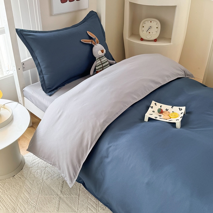 91家纺网 家纺一手货源 找家纺 南通菲度家纺 2025新款高克重芦荟棉四件套-宿舍第三批 宾利蓝-银灰