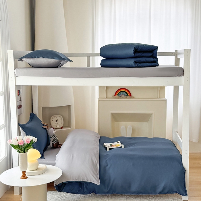 91家纺网 家纺一手货源 找家纺 南通菲度家纺 2025新款高克重芦荟棉四件套-宿舍第三批 宾利蓝-银灰