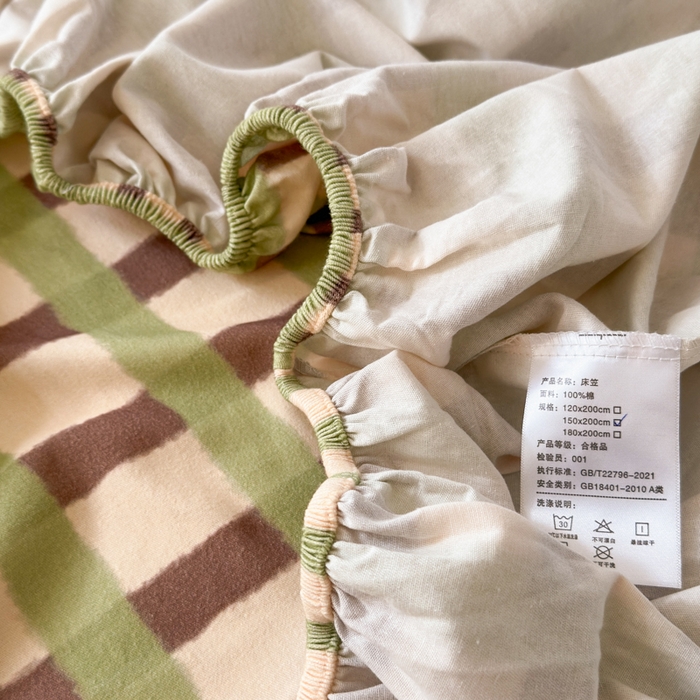 91家纺网 家纺一手货源 找家纺 如意朵 2025新款时尚印花全棉加厚磨毛床笠 艾格-绿