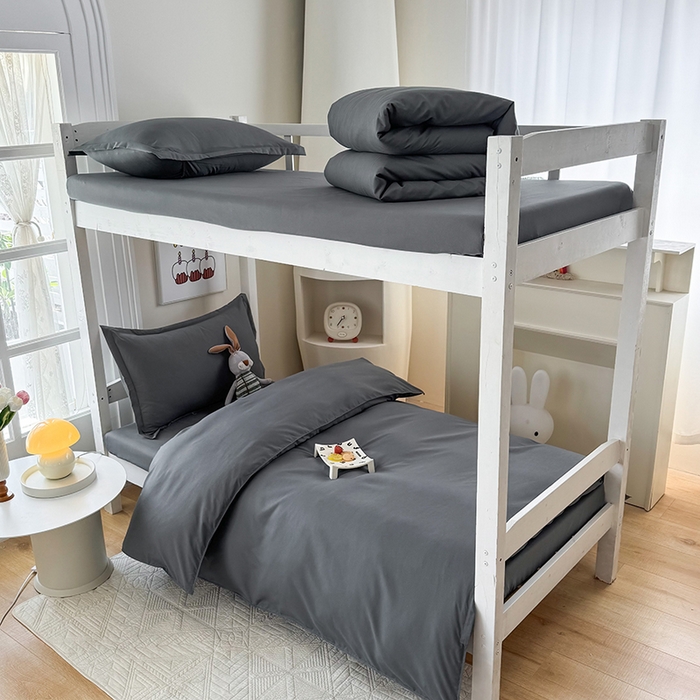 南通菲度家纺 2025新款高克重芦荟棉四件套-宿舍第三批 高级灰