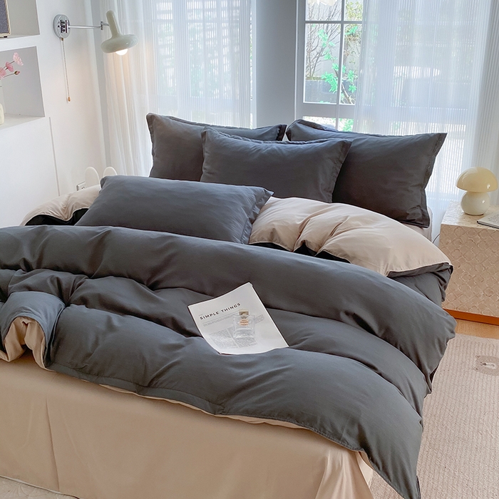 91家纺网 家纺一手货源 找家纺 南通菲度家纺 2025新款高克重芦荟棉四件套第二批 高级灰+卡其