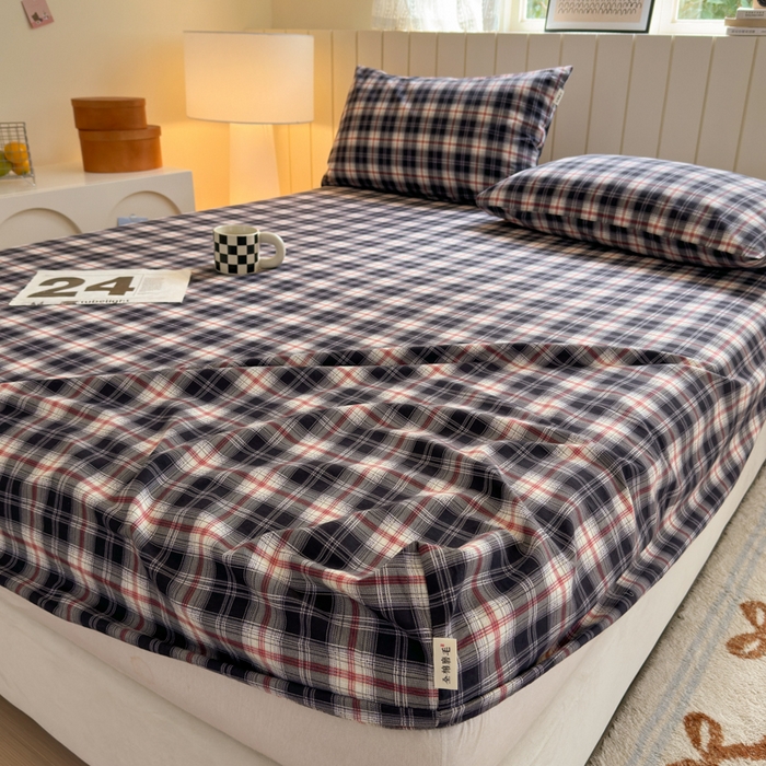 91家纺网 家纺一手货源 找家纺 如意朵 2025新款时尚印花全棉加厚磨毛床笠 布朗妮