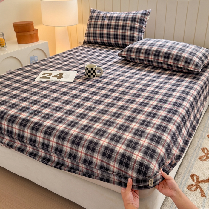 91家纺网 家纺一手货源 找家纺 如意朵 2025新款时尚印花全棉加厚磨毛床笠 布朗妮