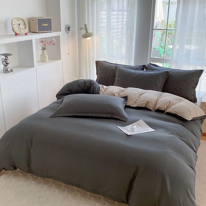 91家纺网 家纺一手货源 找家纺 南通菲度家纺 2025新款高克重芦荟棉四件套第二批 高级灰+卡其