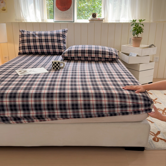 91家纺网 家纺一手货源 找家纺 如意朵 2025新款时尚印花全棉加厚磨毛床笠 布朗妮