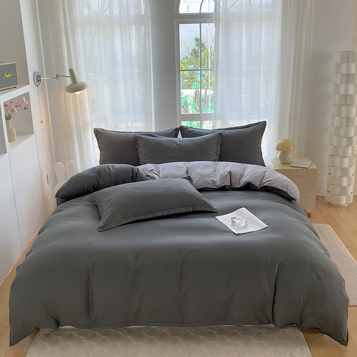 南通菲度家纺 2025新款高克重芦荟棉四件套第二批 高级灰+银灰