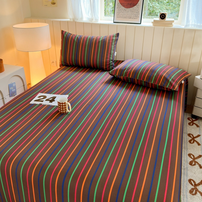 91家纺网 家纺一手货源 找家纺 如意朵 2025新款时尚印花全棉加厚磨毛床单 多彩-咖