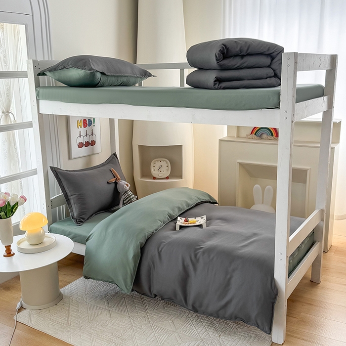 91家纺网 家纺一手货源 找家纺 南通菲度家纺 2025新款高克重芦荟棉四件套-宿舍第三批 高级灰-墨绿