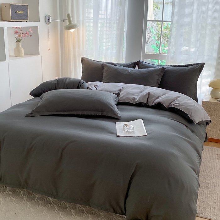 91家纺网 家纺一手货源 找家纺 南通菲度家纺 2025新款高克重芦荟棉四件套第二批 高级灰+银灰