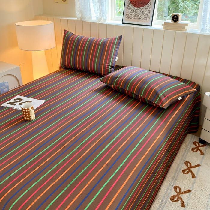 91家纺网 家纺一手货源 找家纺 如意朵 2025新款时尚印花全棉加厚磨毛床单 多彩-咖