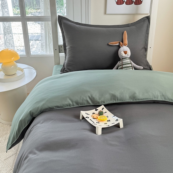 91家纺网 家纺一手货源 找家纺 南通菲度家纺 2025新款高克重芦荟棉四件套-宿舍第三批 高级灰-墨绿