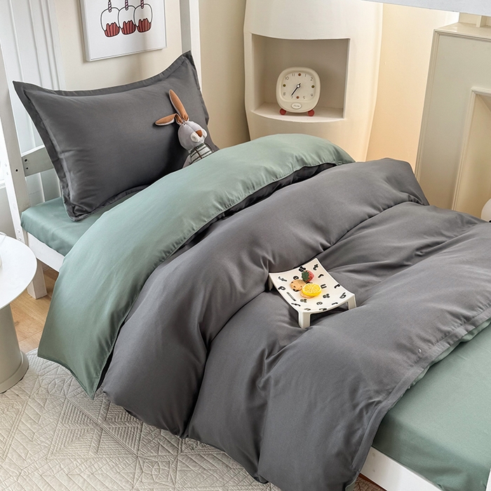 91家纺网 家纺一手货源 找家纺 南通菲度家纺 2025新款高克重芦荟棉四件套-宿舍第三批 高级灰-墨绿