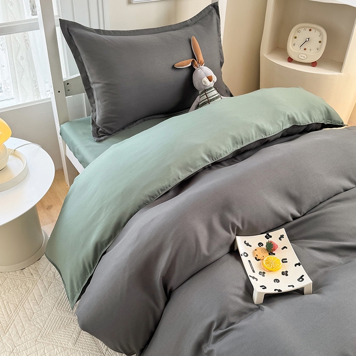 91家纺网 家纺一手货源 找家纺 南通菲度家纺 2025新款高克重芦荟棉四件套-宿舍第三批 高级灰-墨绿