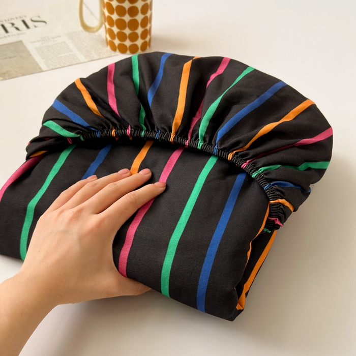 如意朵 2025新款时尚印花全棉加厚磨毛床笠 多彩-黑