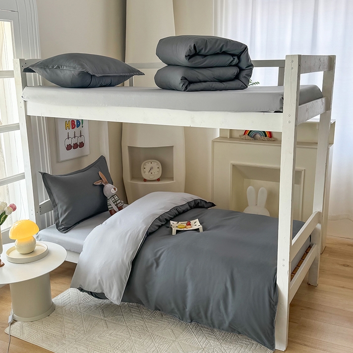 南通菲度家纺 2025新款高克重芦荟棉四件套-宿舍第三批 高级灰-银灰