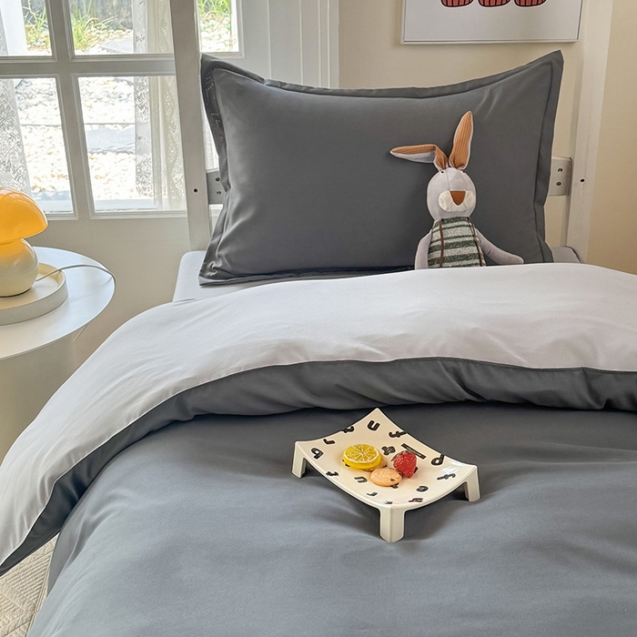 91家纺网 家纺一手货源 找家纺 南通菲度家纺 2025新款高克重芦荟棉四件套-宿舍第三批 高级灰-银灰