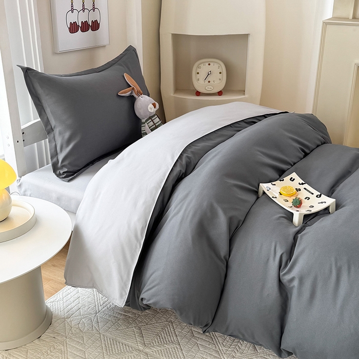 91家纺网 家纺一手货源 找家纺 南通菲度家纺 2025新款高克重芦荟棉四件套-宿舍第三批 高级灰-银灰