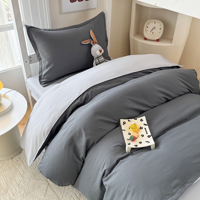 91家纺网 家纺一手货源 找家纺 南通菲度家纺 2025新款高克重芦荟棉四件套-宿舍第三批 高级灰-银灰