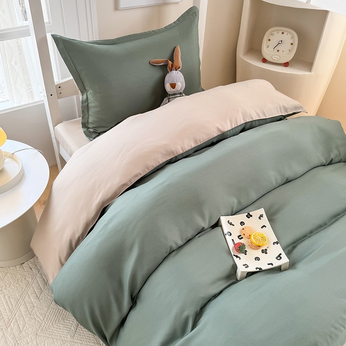 91家纺网 家纺一手货源 找家纺 南通菲度家纺 2025新款高克重芦荟棉四件套-宿舍第三批 墨绿-卡其