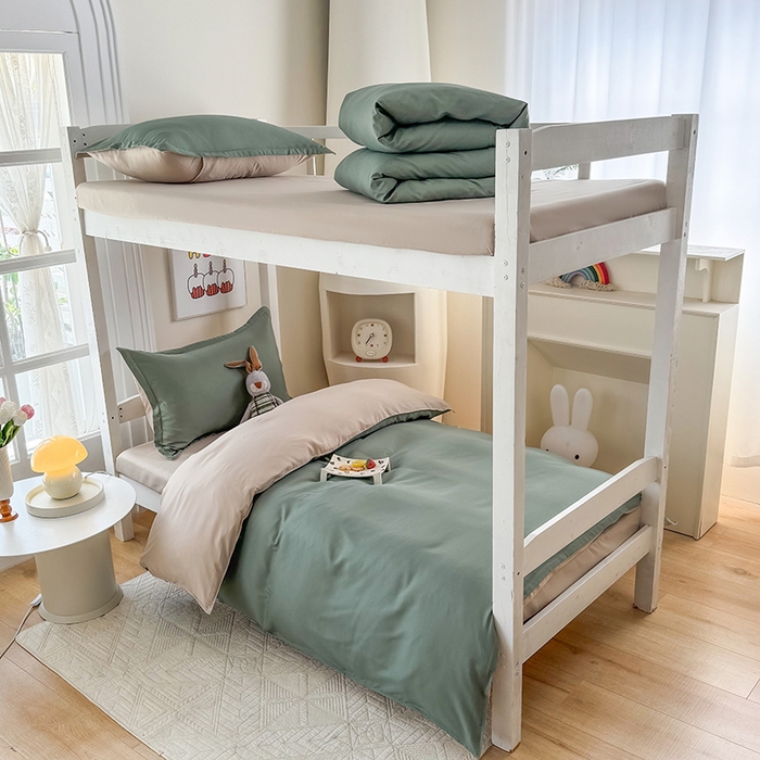 91家纺网 家纺一手货源 找家纺 南通菲度家纺 2025新款高克重芦荟棉四件套-宿舍第三批 墨绿-卡其