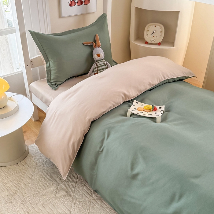 91家纺网 家纺一手货源 找家纺 南通菲度家纺 2025新款高克重芦荟棉四件套-宿舍第三批 墨绿-卡其