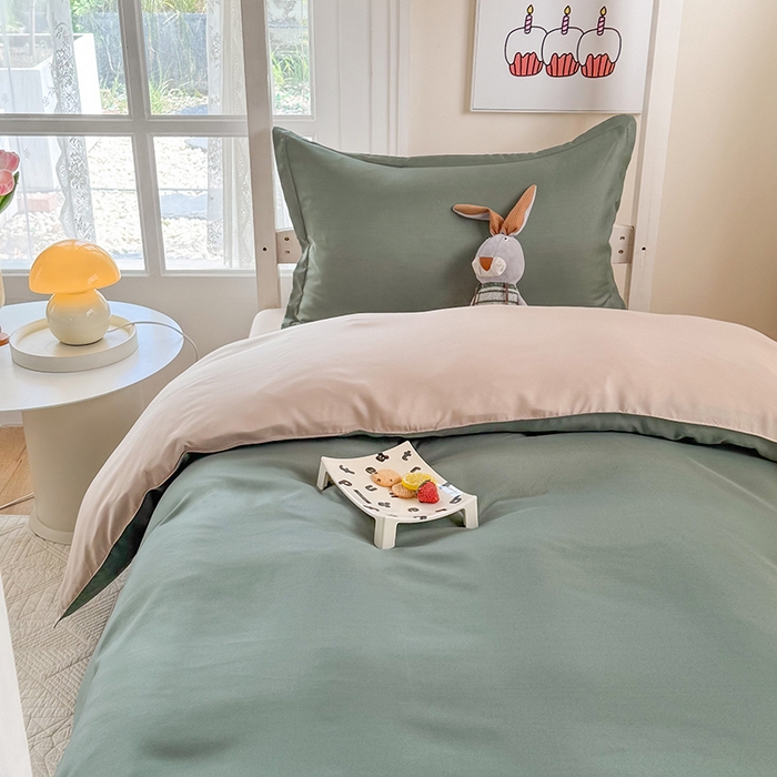 91家纺网 家纺一手货源 找家纺 南通菲度家纺 2025新款高克重芦荟棉四件套-宿舍第三批 墨绿-卡其