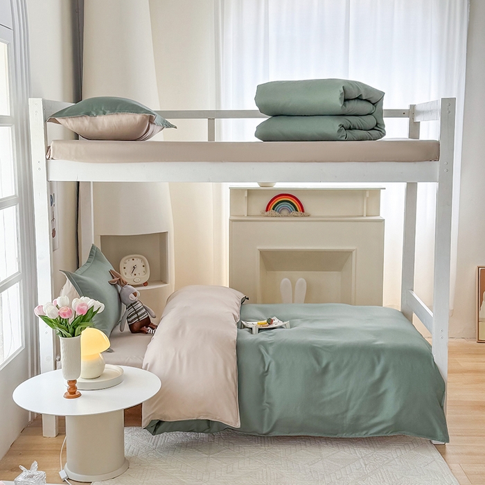 91家纺网 家纺一手货源 找家纺 南通菲度家纺 2025新款高克重芦荟棉四件套-宿舍第三批 墨绿-卡其