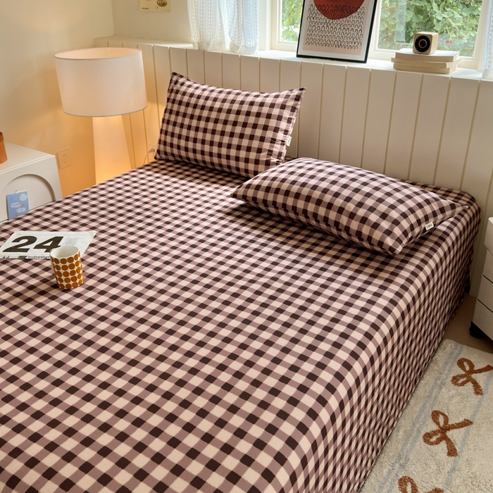 91家纺网 家纺一手货源 找家纺 如意朵 2025新款时尚印花全棉加厚磨毛床单 可可-咖