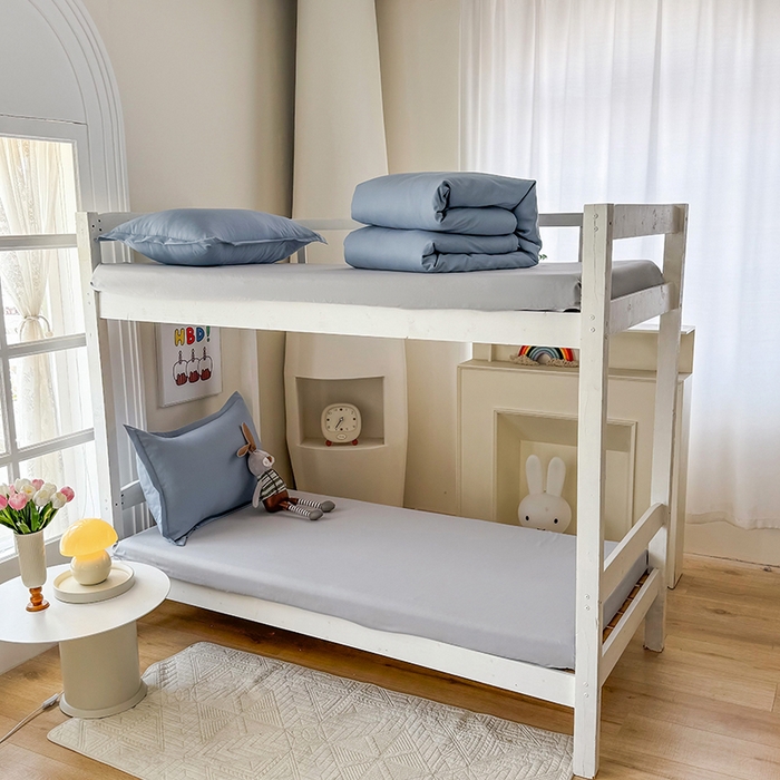 91家纺网 家纺一手货源 找家纺 南通菲度家纺 2025新款高克重芦荟棉四件套-宿舍第三批 雾蓝-银灰