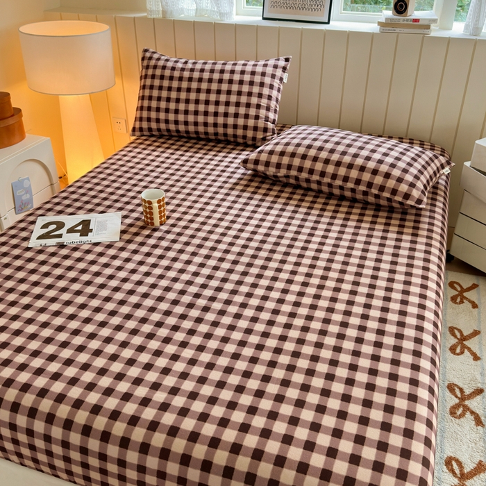 91家纺网 家纺一手货源 找家纺 如意朵 2025新款时尚印花全棉加厚磨毛床笠 可可-咖