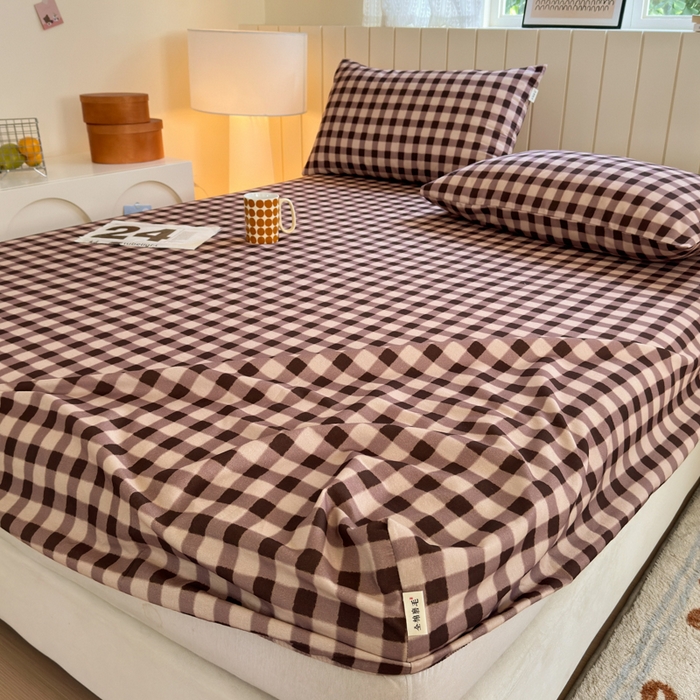 91家纺网 家纺一手货源 找家纺 如意朵 2025新款时尚印花全棉加厚磨毛床笠 可可-咖