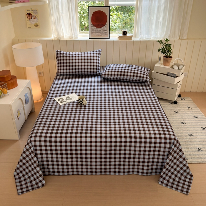 91家纺网 家纺一手货源 找家纺 如意朵 2025新款时尚印花全棉加厚磨毛床单 可可-蓝