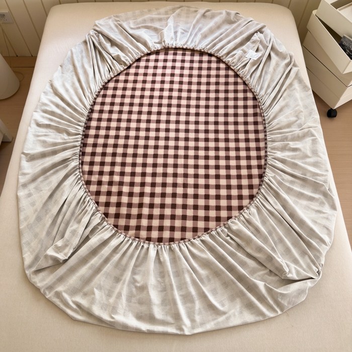 91家纺网 家纺一手货源 找家纺 如意朵 2025新款时尚印花全棉加厚磨毛床笠 可可-咖