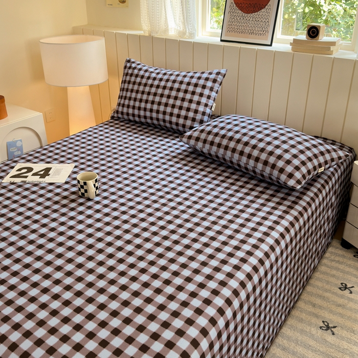 91家纺网 家纺一手货源 找家纺 如意朵 2025新款时尚印花全棉加厚磨毛床单 可可-蓝